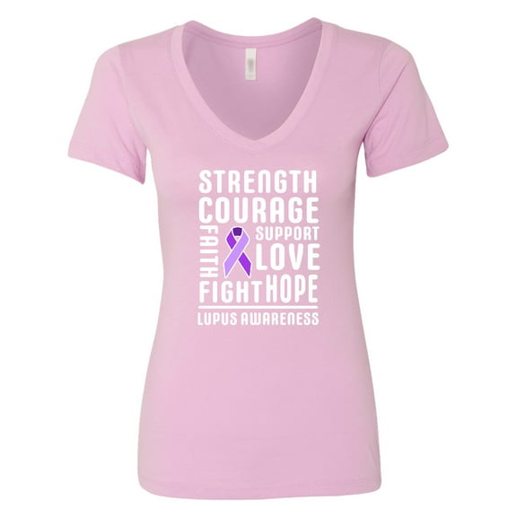 Inktastic Lupus Awareness Strength Support Courage Women's V-Neck T-Shirt