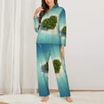 thumbnail image 3 of Bingfone Womens Pajama Sets Paradise Island Print,Long Sleeve Loungewear Pajamas Set-Medium, 3 of 9