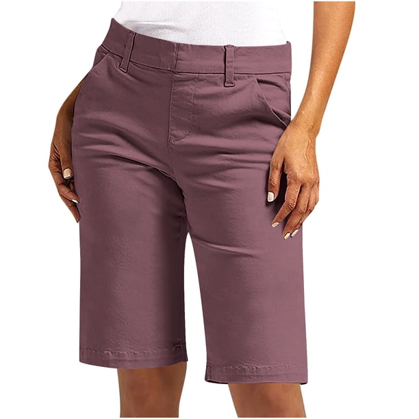 Mujeres Pantalones Cortos con Bolsillos Moda Verano Casual Sargamán Color Sólido Medio Pantalones Cortos, Poliéster Spandex
