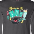 thumbnail image 4 of Inktastic Born in the 50's Record and Music Notes Long Sleeve T-Shirt, 4 of 5