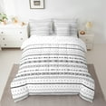 thumbnail image 2 of Manfei Retro Geometric Twin Bedding Sets 7pcs,Modern Geometric Stripes Bedding Comforter Set 7pcs,Black White Sheet Sets,Microfiber Room Decoration Reversible, 2 of 7