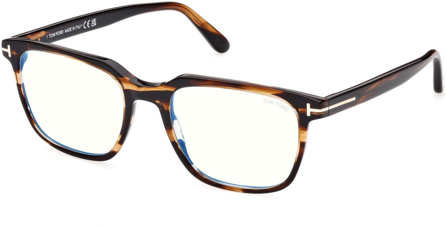 Eyeglasses Tom Ford FT 5818 -B 050 Shiny Striped Brown, "t" Logo / Blue ...