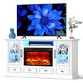 thumbnail image 5 of Holliwill 70" Fireplace TV Stand for TVs up to 80" with 30" Electric Fireplace, Farmhouse Entertainment Center with RGB LED Lights for Living Room, White, 5 of 8