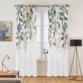 thumbnail image 2 of Green Brown Botanical Kitchen Curtains 84 Inch Length, Farmhouse Eucalyptus Leaves Grommet Top Bedroom Living Room Curtains, Light Filtering Cafe Curtain Drapes 2 Panels Set 84''x84'', 2 of 9