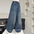 thumbnail image 6 of Purcolt Girls' Wide Leg Jeans Trendy Sparkly Elasitc Waisted Baggy Denim Pants Y2K Vintage Loose Fit Pants Streetwear Trousers with Pockets for 4-15 Years, 6 of 8