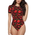 thumbnail image 2 of Goofa Tomatoes And Chili Printed Women Rash Guard Short Sleeve,Tummy control Swimsuit Surfing Swimsuit Bathing Suit One Piece Swimsuit UPF 50-Small, 2 of 9