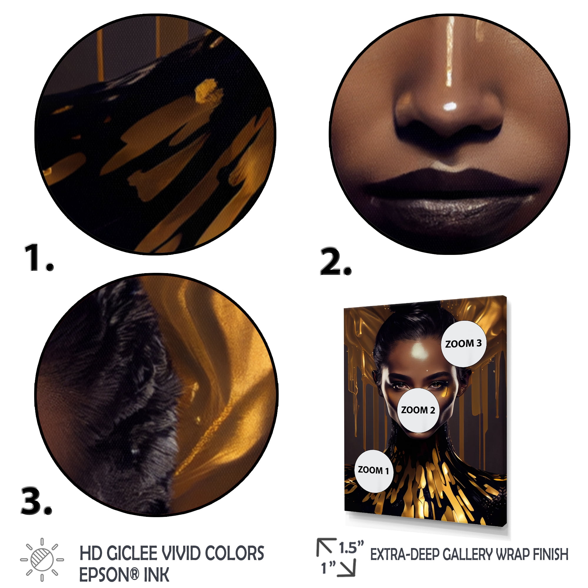 Designart Sensual Liquid Gold Woman III Canvas Wall Art