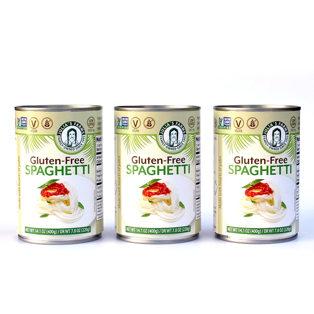 Julia's Farms GlutenFree Spaghetti 3 Cans Hearts of Palm Spaghetti