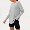 thumbnail image 4 of ZHYouNo Boundaries Round Neck Tops for Women Casual Long Sleeve Pullover Oversized Flowy Solid Tee Shirts,Gray,Size M, 4 of 8