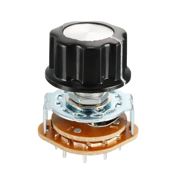 Unique Bargains 4P3T 4 Pole 3 Throw Single Deck Band Channel Rotary Switch Selector with Black Plastic Knob