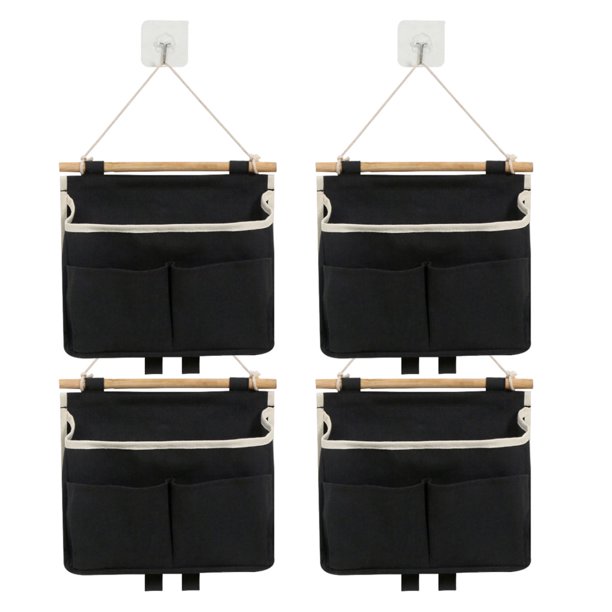 Bolsa de almacenamiento para colgar en la pared, 4 unidades, para colgar sobre la puerta, organizador para colgar en la pared, para archivadores, tela de lino y algodón impermeable, para sala de