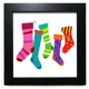 thumbnail image 1 of Feliz Navidad medias coloridas ilustraciones Mesa de pared con marco cuadrado negro, 1 of 4