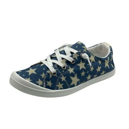 

Women Canvas Shoes Spring and Autumn Fashion Star Printing Lacing Strap Flat Bottom Cloth Shoes Women s Breathable Anti-skid Casual Soft Sole Shoes Single Shoes for Women