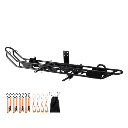 KFFKFF Motorcycle Carrier, 500 lbs Capacity, Durable Steel Hitch Mount Rack with Anti-Tilt Lock, Straps & Stabilizer, Scooter Dirt Bike Transport Solution for Vehicles with 2-Inch Hitch Receiver