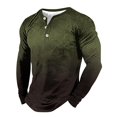 thumbnail image 3 of IDALL Long Sleeve Shirts for Men Button Down Shirt Men Mens Shirts Men's Long Sleeved Three Button T Shirt 3D Gradient Printed Pullover T Shirt Work Shirts for Men Army Green Xl, 3 of 3