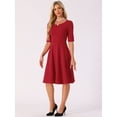 thumbnail image 4 of DARING DIVA Elegant A-Line Work Casual Midi Dress S Red, 4 of 6