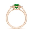 thumbnail image 2 of ANGARA Lab Grown 1.5 Ct Tapered Shank Emerald Ring with Diamond Accents for Women in 14K Rose Gold (Size-9x7mm) | May Birthstone, Anniversary, Jewelry Gift for Women | Lab-Grown Emerald Ring, 2 of 6
