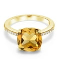 thumbnail image 2 of Gem Stone King 3.72 Ct Cushion Yellow Citrine 18K Yellow Gold Plated Silver Ring, 2 of 5
