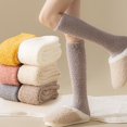 thumbnail image 4 of CUZIBR Fluffy Socks Thermal Fuzzy Solid Over The Knee Socks Leggings Thigh High Colorful Athletic Leisure Thick Lined Stocking Casual Breathable Socks,Sky Blue,One Size, 4 of 7