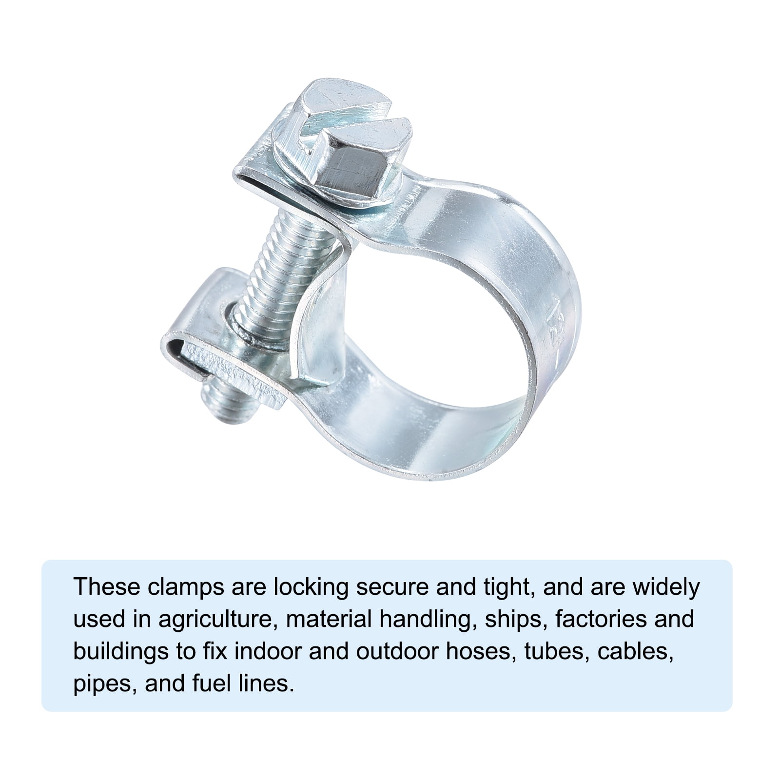 Unique Bargains Mini Fuel Injection Hose Clamp Zinc Plated Steel Fuel Line Clamp 12-14mm