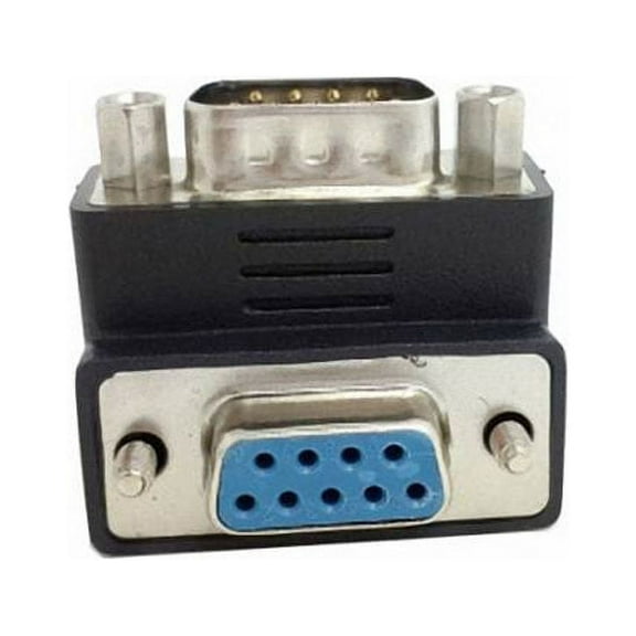 CY D-Sub RS232 9Pin DB9P Male to Female Down Angled 90 Degree Extension Adapter