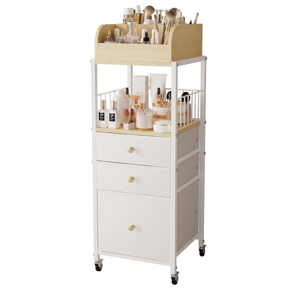 Carro organizador de maquillaje con cajones Organizadores de maquillaje para tocador, organizadores de cuidado de la piel, para cosméticos, esmalte de uñas, suministros de arte, baño, tocador, organiz