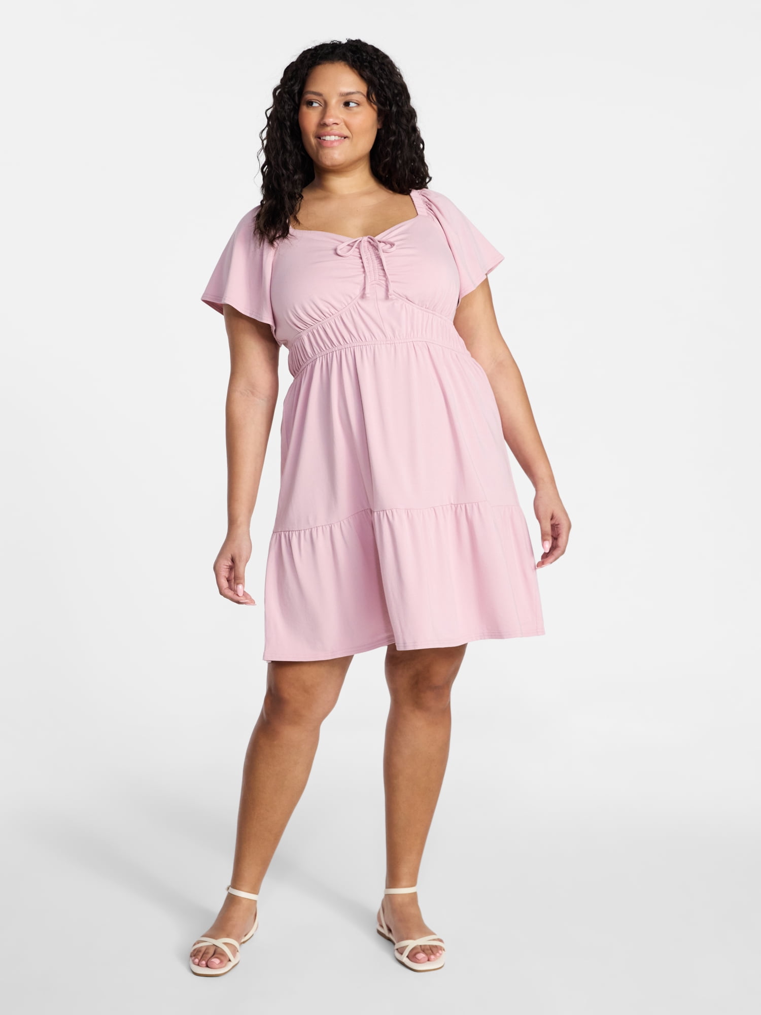 Terra & Sky Women's Plus Tiered Mini Dress, Sizes 0X-5X