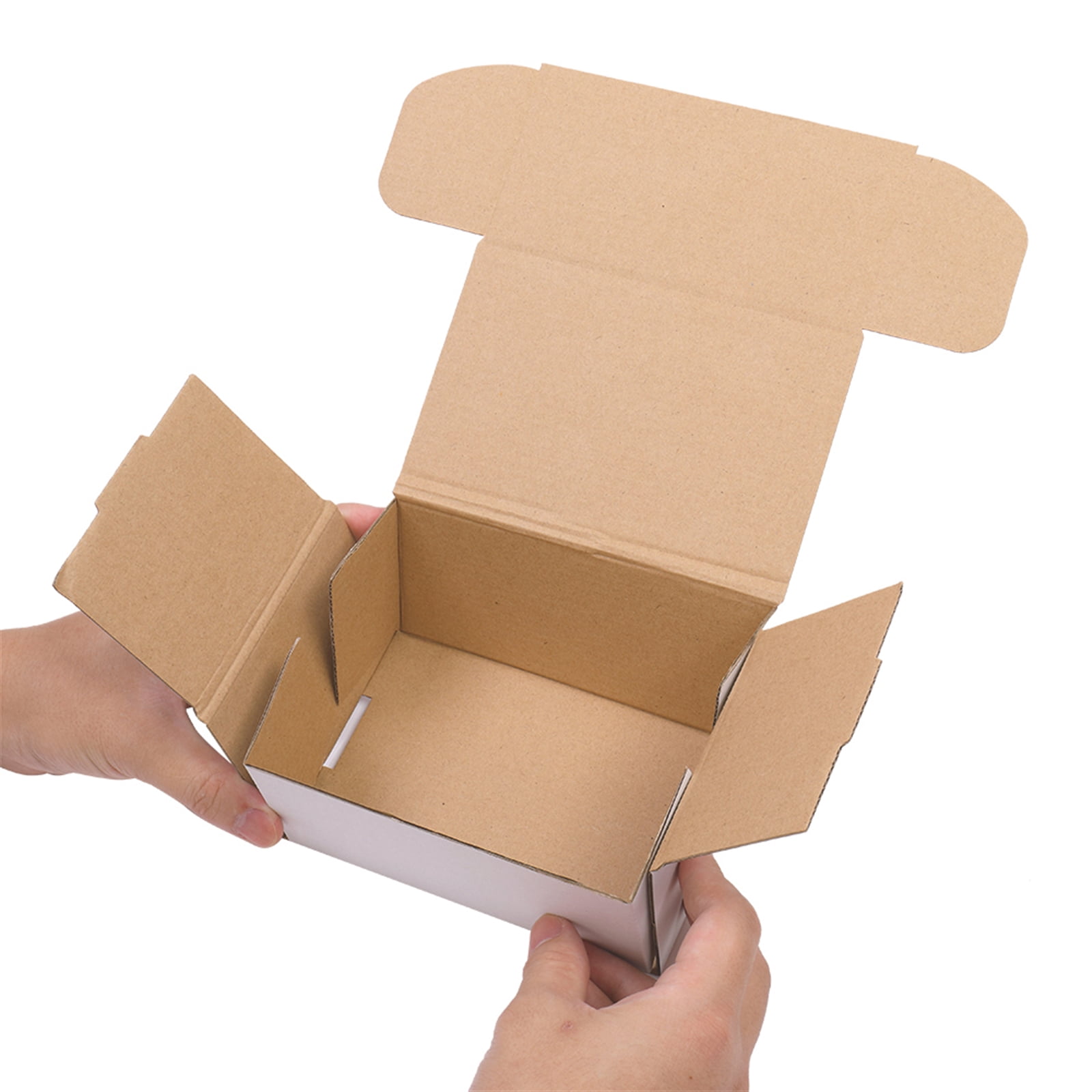 50 Corrugated Paper Boxes 6x4x3", White Outside and Yellow Inside