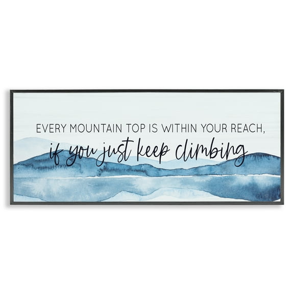 Stupell Industries Mountain Within Reach Text & Numbers Painting Black Framed Art Print Wall Art, 24 x 10