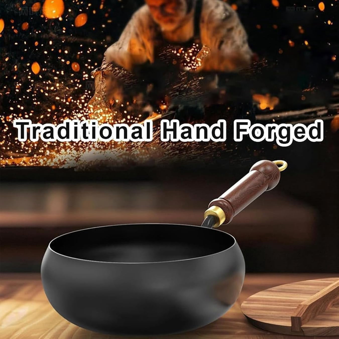 Uncoated Thick Iron Pot, Japanese Iron Pots for Cooking, High Purity Frying Pans, Uncoating Cast Iron Pot with Lid, Hand-Forged Non-Stick Cast Iron Pot, for All Stoves (No lid,11.05in)