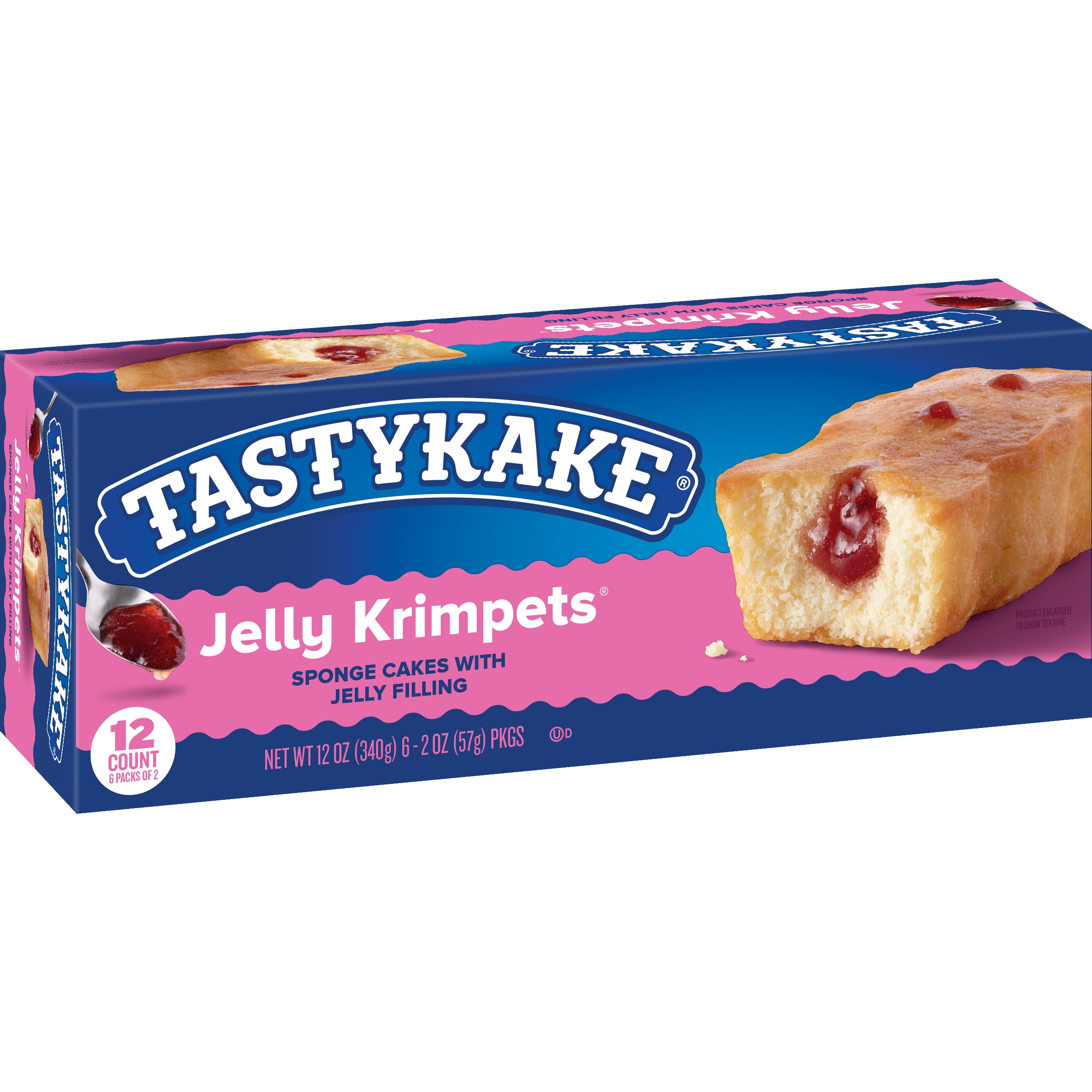 Tastykake Jelly Krimpets, 12 Count, 6 Packs of 2 Jelly Filled Snack Cakes