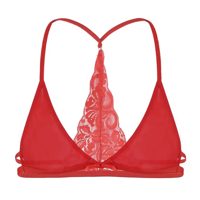 Mens Sissy Lingerie Bra Exotic Tanks See Through Sheer Lace Y-shape Back Wire-free Unlined Triangle Bralette Bra TopC Gong Bohan LED