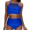 thumbnail image 4 of BEFOKA Womens Summer Swimsuit Clearance,Womens Stripe Two Piece Swimsuits Mesh Bathing Suits Roudn Neck Blackless Swimwear, 4 of 4