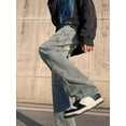 thumbnail image 6 of Liacowi Women Grunge Jeans Vintage Star Embroidery Straight Pants Retre Wide Leg Long Street Trousers for Fall Spring, 6 of 9