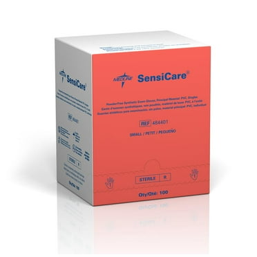 SensiCare PF Stretch Vinyl Sterile Exam Gloves,Beige,Small,Box of 100