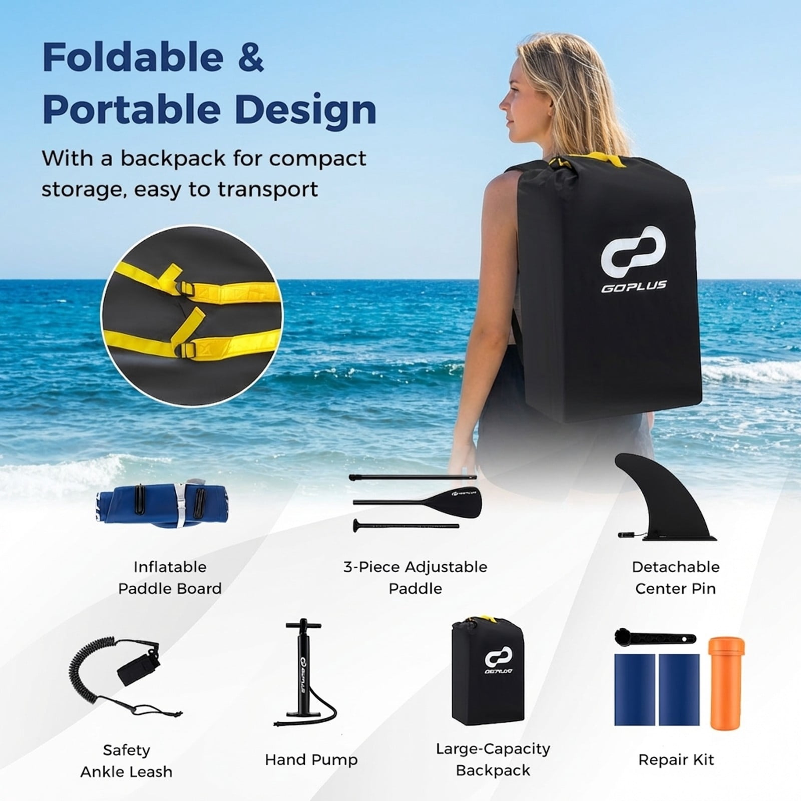 Airfind Inflatable Paddle Board with Fin and Backpack-B