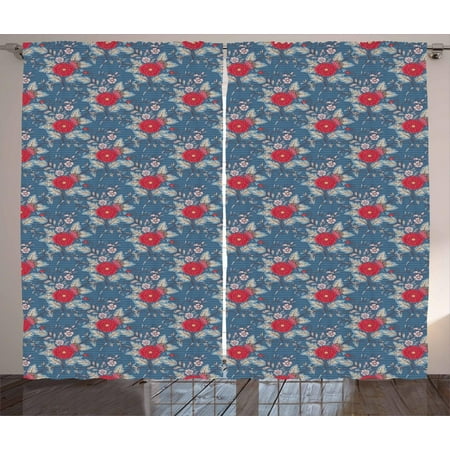 Renaissance Curtains 2 Panels Set Rococo Victorian Boho Blooms Retro Style Floral Growth Antique Pattern Window Drapes For Living Room Bedroom 108w