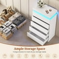 thumbnail image 5 of 5 Drawers Dresser, Modern Floating Dressers with LED Light and Power Outlet, Chest of Drawer for Living Room, Hallway, Entryway, White, 5 of 7