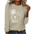 thumbnail image 2 of Viikei Blouses for Women Clearance,Fashionable Women's Printed Round Neck Pullover Long Sleeved Casual Top Khaki XXXL, 2 of 4