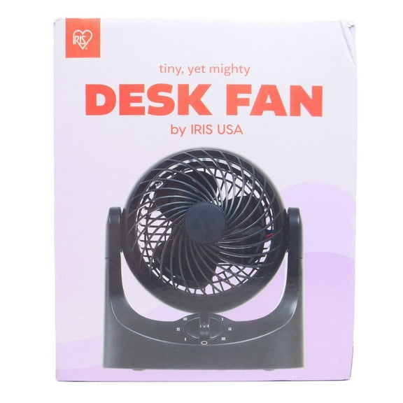 IRIS Tiny Mighty 3-Speed Oscillating Tilt Lightweight Portable Desk Fan - Black