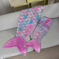 thumbnail image 3 of Mantas de cola de sirena para niños pequeños, brillantes, acogedoras, suaves, de franela con colores del arcoíris, regalos para todas las estaciones para niños pequeños/niños, rosa claro y colorido,, 3 of 5