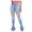 Sky Blue, variant on Bigersell Solid Blue Jean for Women Full Length Pants Jeans Fashion Women Solid Button High Waist Pocket Jeans Trousers Hole Denim Pants Ladies' Straight Jeans