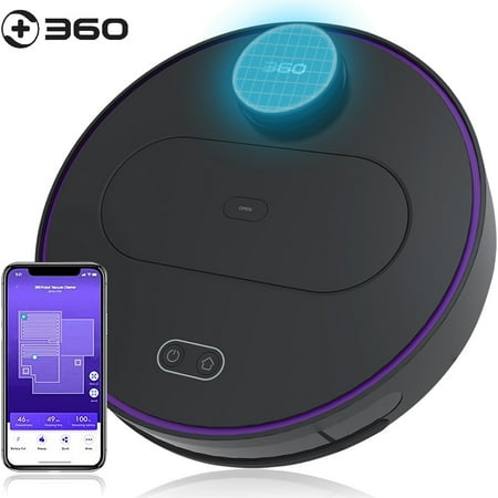 360 S6 Robot Vacuum and Mop Cleaner, Works with Alexa, Intelligent Cleaning with 1800Pa Super Power Suction, Laser Navigating, Multi-Map Management, Up to 110Min for Pet Hair, Carpet and Hard