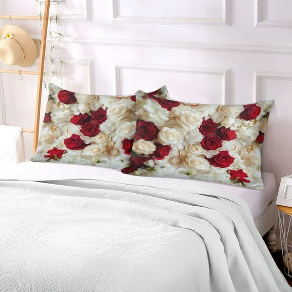 Pillow Case Plush Pillow Roses and Gold Rings Case standard size/King size/Queen size Bed Pillow Pillowcases