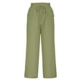 thumbnail image 6 of Olyvenn Cotton Linen Wide Leg Pants Women Casual Palazzo High Waist Flowy Trousers Lounge Summer Drawstring Pant with Pockets Army Green XXL, 6 of 6