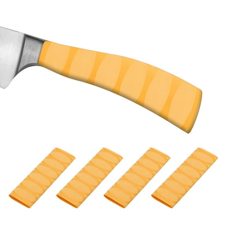 Uxcell Cutting Knife Handle Heat Shrink Sleeve 2.2"x4.9" Chef Cutter Non Slip Wrap, Yellow Oval Pattern, 4 Pack
