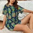 thumbnail image 4 of "Wukai Colorful Pineapples Women's Pajama Set - Short-Sleeve Top and Shorts with Elastic Waistband and Pockets for Loungewear, Yoga, and Casual Wear-XX-Large, 4 of 8