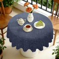 thumbnail image 4 of 60 Inch Round Lace Tablecloth Water Resistant Washable, Denim Jean Cowboy Style, 4 of 5