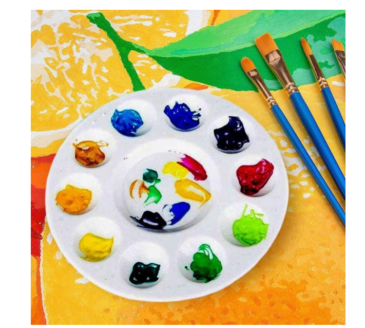 Palette, Round Plastic Kids and Adults Art Paint Pallet for