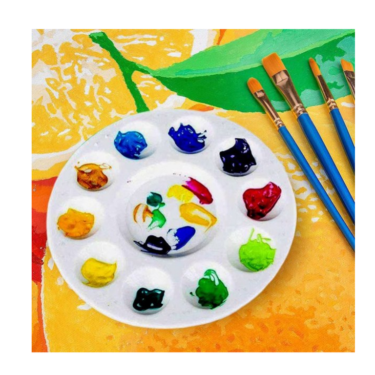 Palette, Round Plastic Kids and Adults Art Paint Pallet for